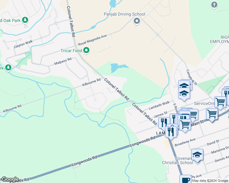 map of restaurants, bars, coffee shops, grocery stores, and more near in London