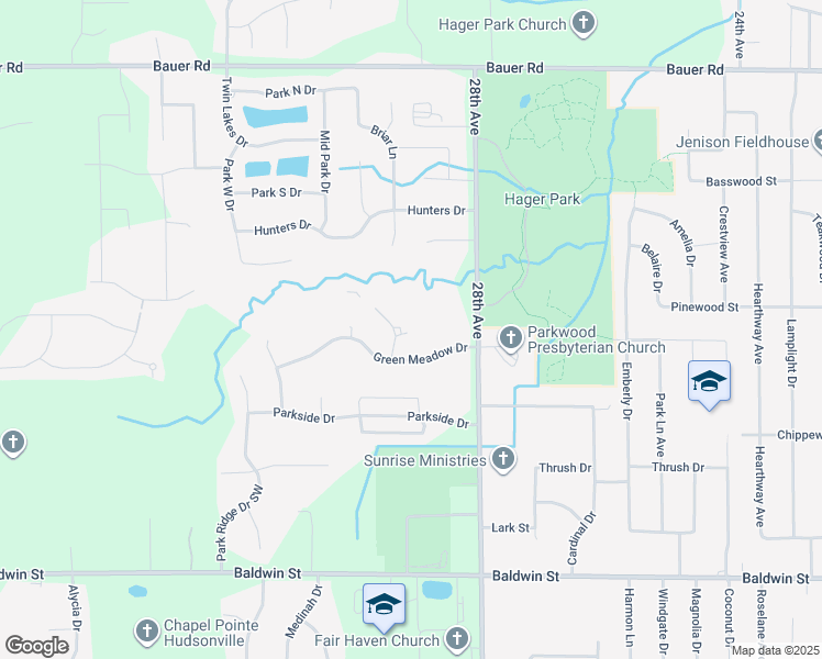 map of restaurants, bars, coffee shops, grocery stores, and more near 8002 Green Meadow Court in Georgetown Township