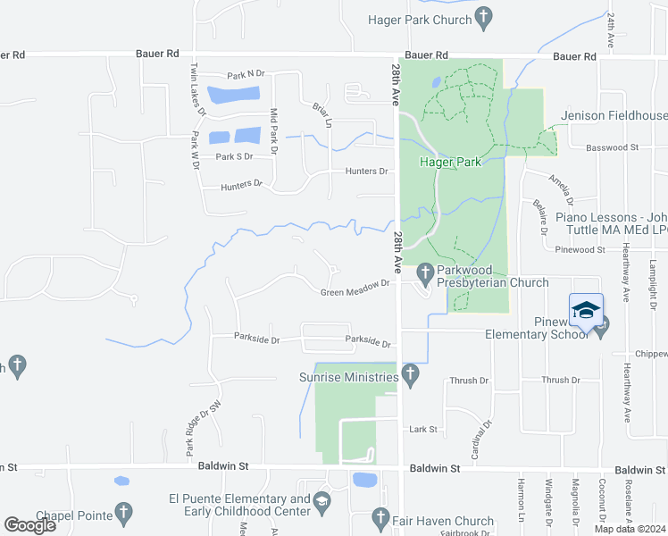 map of restaurants, bars, coffee shops, grocery stores, and more near 8002 Green Meadow Court in Georgetown Township