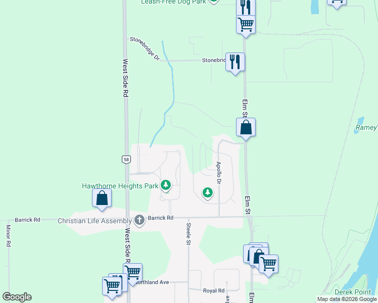 map of restaurants, bars, coffee shops, grocery stores, and more near 146 Hillcrest Road in Port Colborne