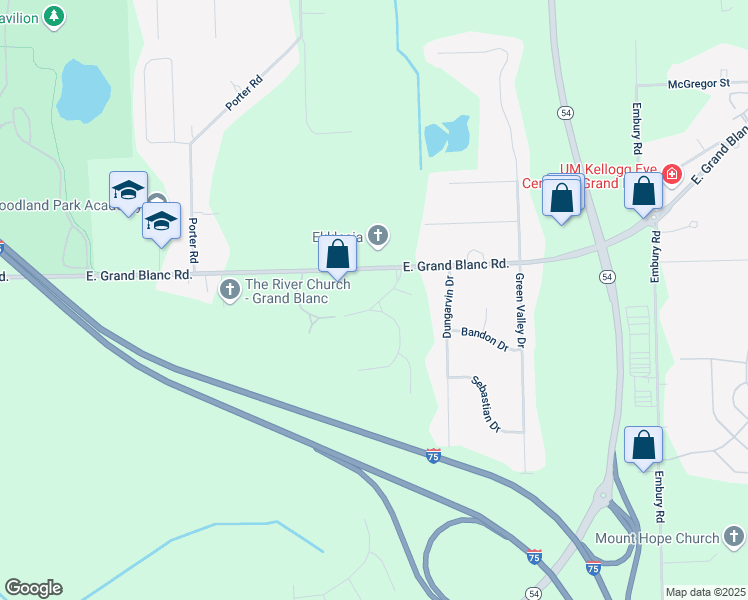 map of restaurants, bars, coffee shops, grocery stores, and more near in Grand Blanc