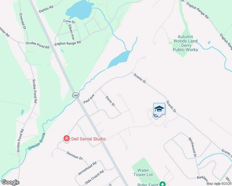 map of restaurants, bars, coffee shops, grocery stores, and more near 8 Raelynn Drive in Derry