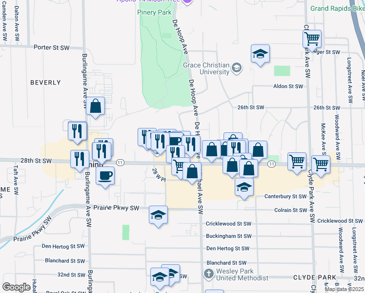 map of restaurants, bars, coffee shops, grocery stores, and more near 2728 Madelyn Drive Southwest in Wyoming