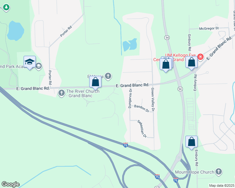 map of restaurants, bars, coffee shops, grocery stores, and more near 2406 East Grand Blanc Road in Grand Blanc