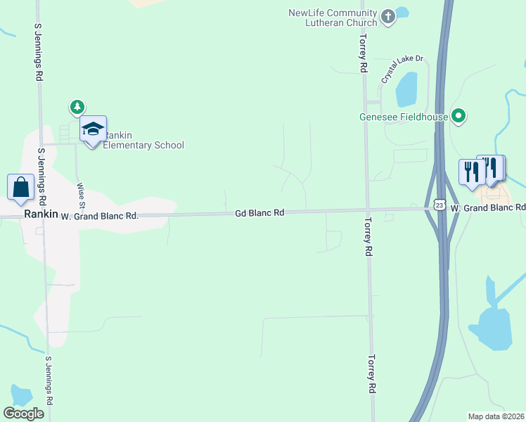 map of restaurants, bars, coffee shops, grocery stores, and more near 3170 Grand Blanc Road in Swartz Creek