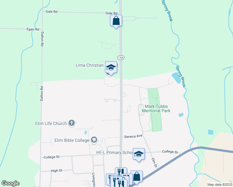 map of restaurants, bars, coffee shops, grocery stores, and more near 1612 Rochester Street in Lima