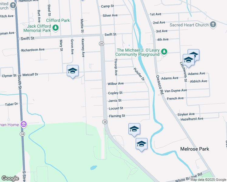 map of restaurants, bars, coffee shops, grocery stores, and more near 14 Wilbur Avenue in Auburn