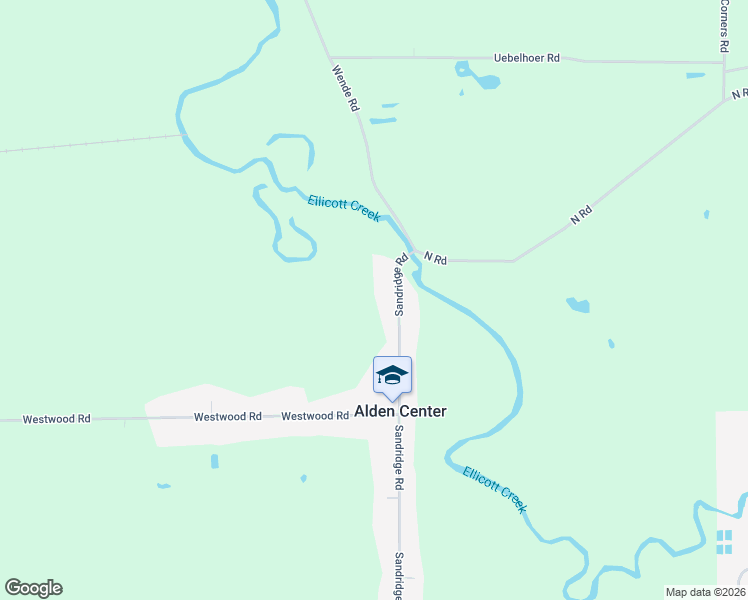 map of restaurants, bars, coffee shops, grocery stores, and more near 2190 Sandridge Road in Alden