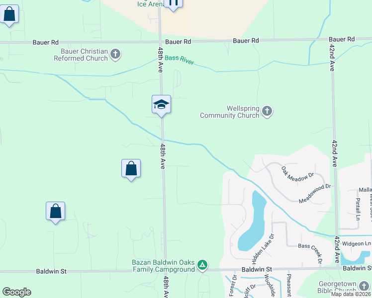map of restaurants, bars, coffee shops, grocery stores, and more near 8040 48th Avenue in Hudsonville