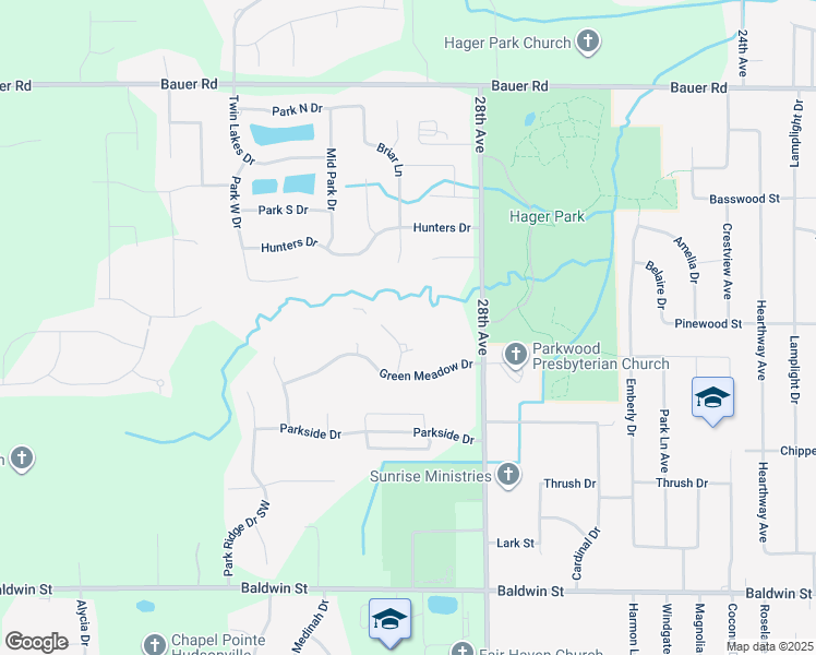 map of restaurants, bars, coffee shops, grocery stores, and more near 8002 Green Meadow Court in Georgetown Township