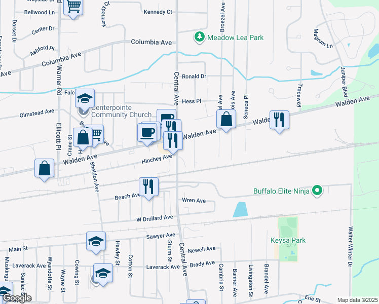 map of restaurants, bars, coffee shops, grocery stores, and more near 15 Embry Place in Lancaster