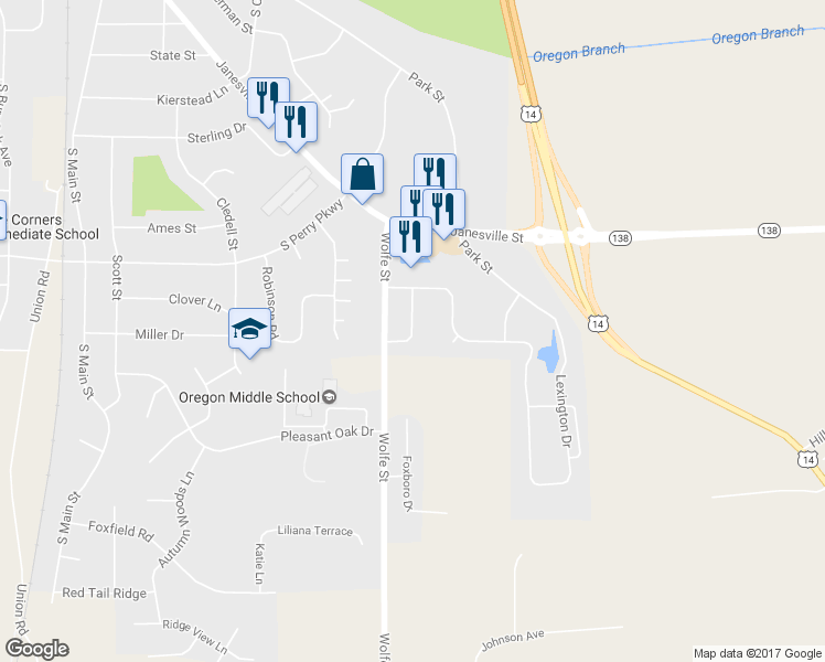 map of restaurants, bars, coffee shops, grocery stores, and more near 196 Elliott Lane in Oregon