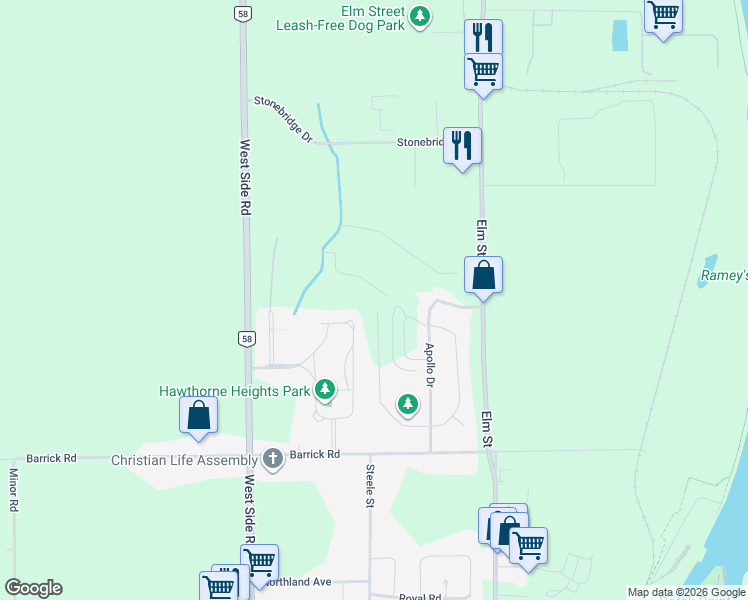 map of restaurants, bars, coffee shops, grocery stores, and more near 146 Hillcrest Road in Port Colborne