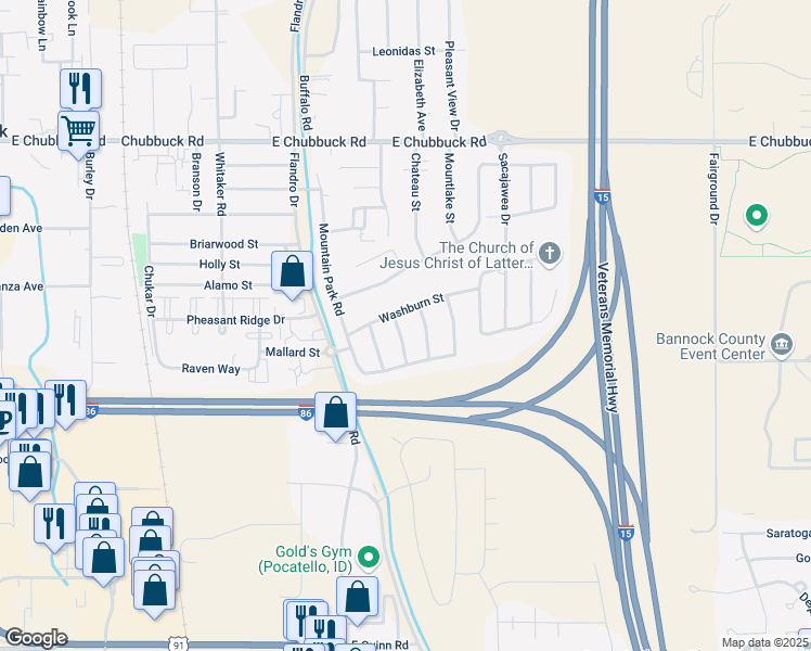 map of restaurants, bars, coffee shops, grocery stores, and more near 4484 Sawtell Street in Pocatello