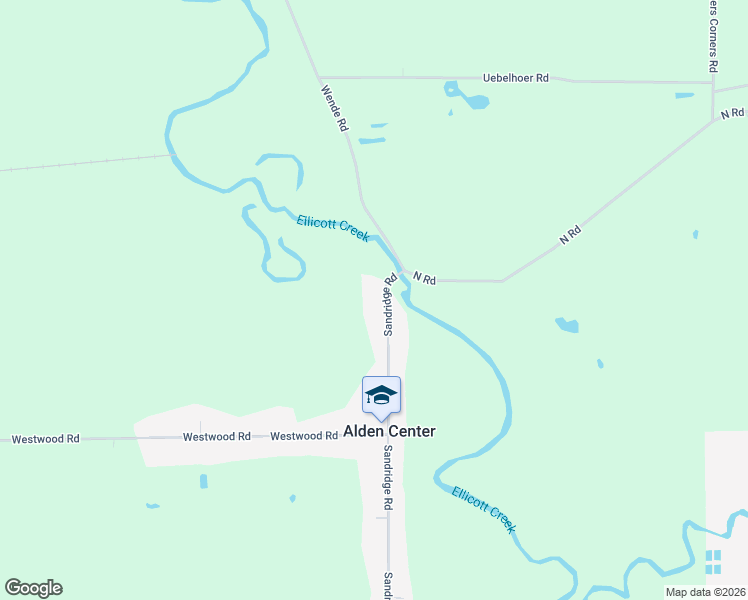 map of restaurants, bars, coffee shops, grocery stores, and more near 2190 Sandridge Road in Alden