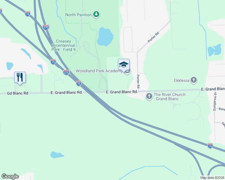 map of restaurants, bars, coffee shops, grocery stores, and more near 2081 East Grand Blanc Road in Grand Blanc