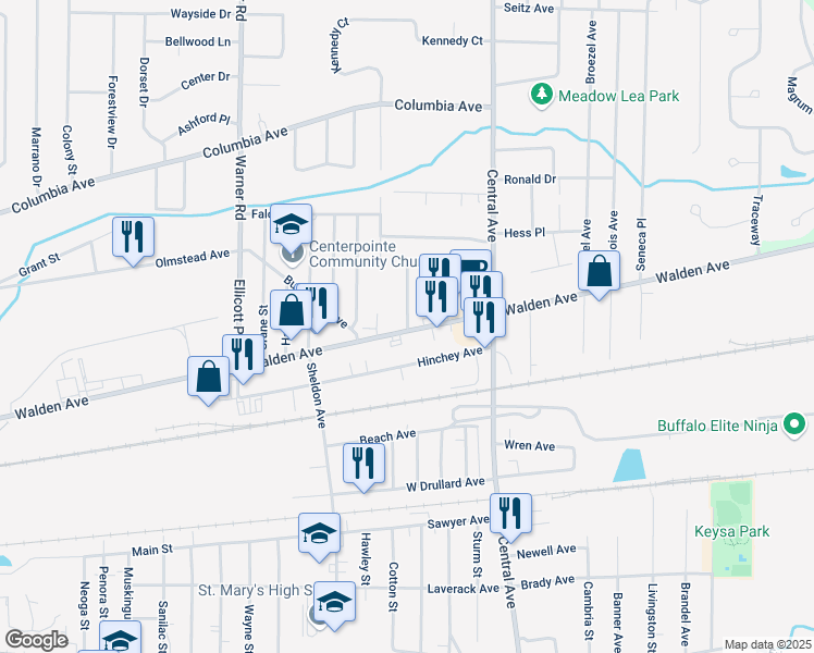 map of restaurants, bars, coffee shops, grocery stores, and more near 23 Summit Street in Lancaster