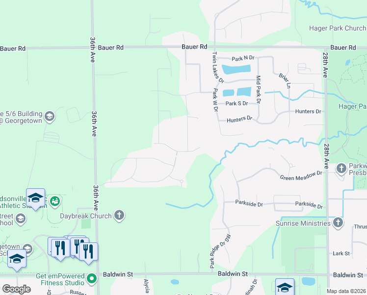 map of restaurants, bars, coffee shops, grocery stores, and more near 3289 Box Elder Drive in Ottawa County