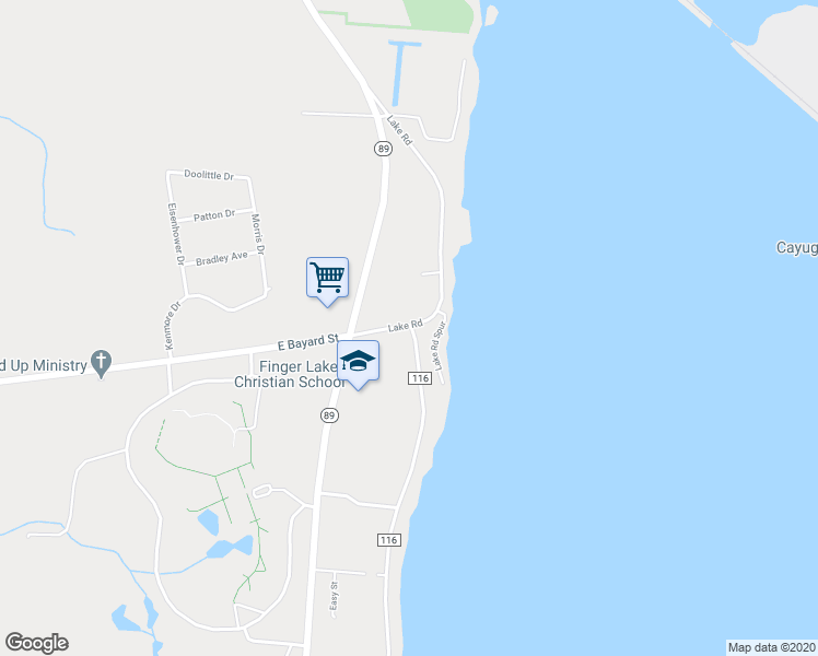 map of restaurants, bars, coffee shops, grocery stores, and more near 2252 Lower Lake Road in Seneca Falls
