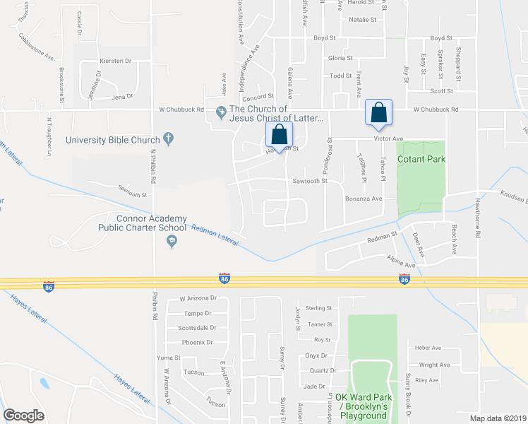 map of restaurants, bars, coffee shops, grocery stores, and more near 4577 Hershey Loop in Pocatello