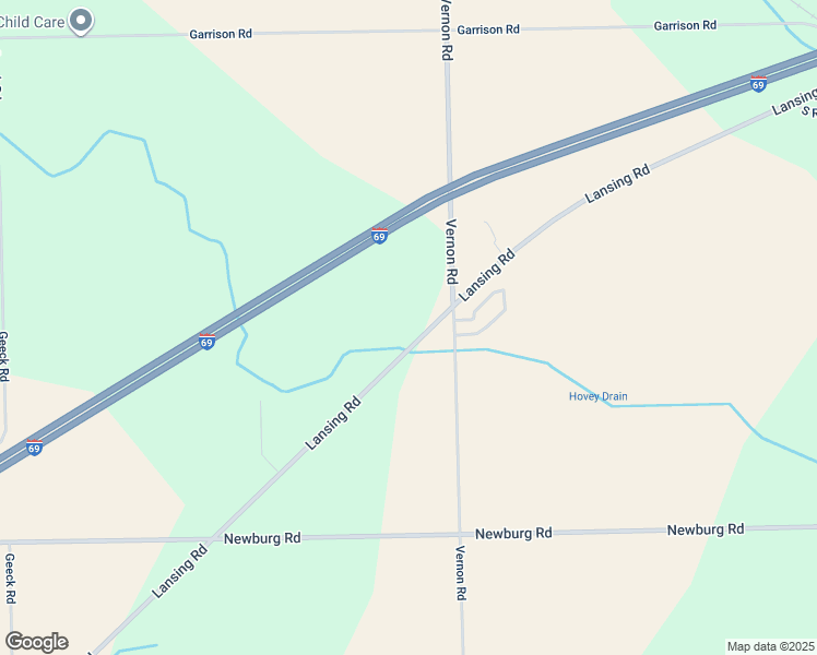 map of restaurants, bars, coffee shops, grocery stores, and more near 6992 Lansing Road in Durand