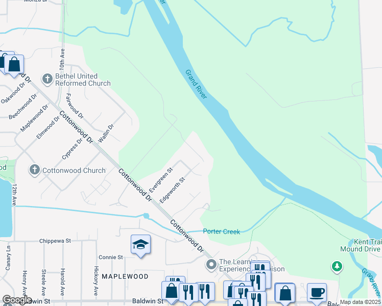 map of restaurants, bars, coffee shops, grocery stores, and more near 8099 Weatherwax Drive in Georgetown Township