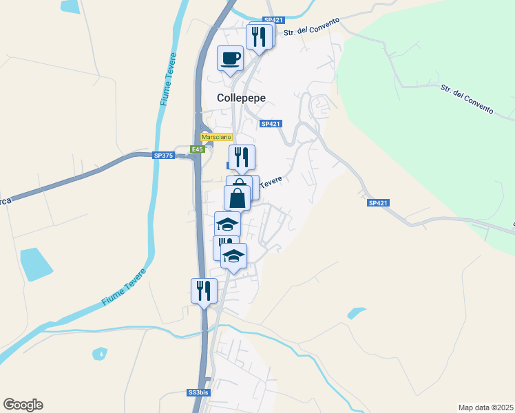 map of restaurants, bars, coffee shops, grocery stores, and more near 2 Via San Gualtiero in Collepepe