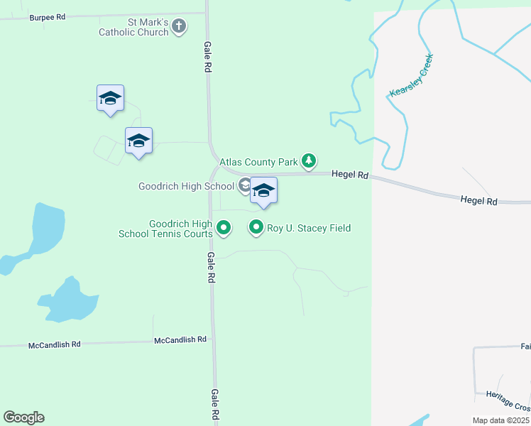 map of restaurants, bars, coffee shops, grocery stores, and more near 8029 Gale Road in Goodrich