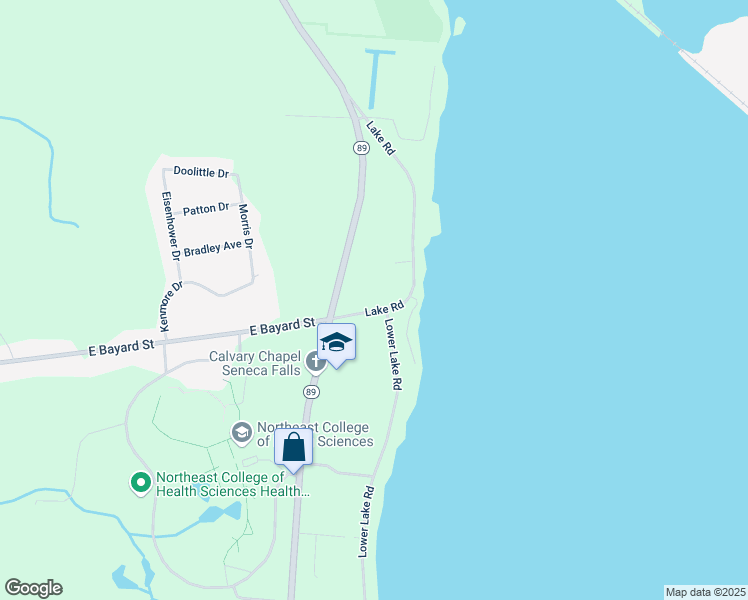map of restaurants, bars, coffee shops, grocery stores, and more near 3245 Lake Road in Seneca Falls