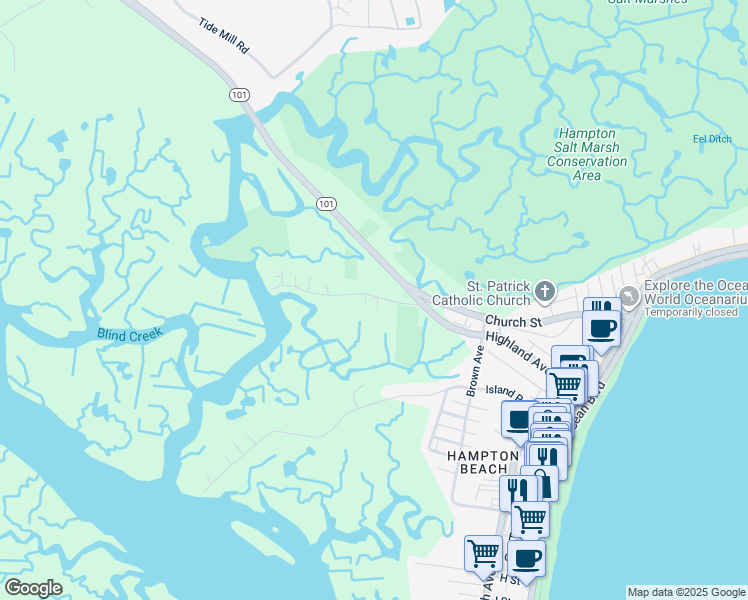 map of restaurants, bars, coffee shops, grocery stores, and more near 39 Glade Path in Hampton