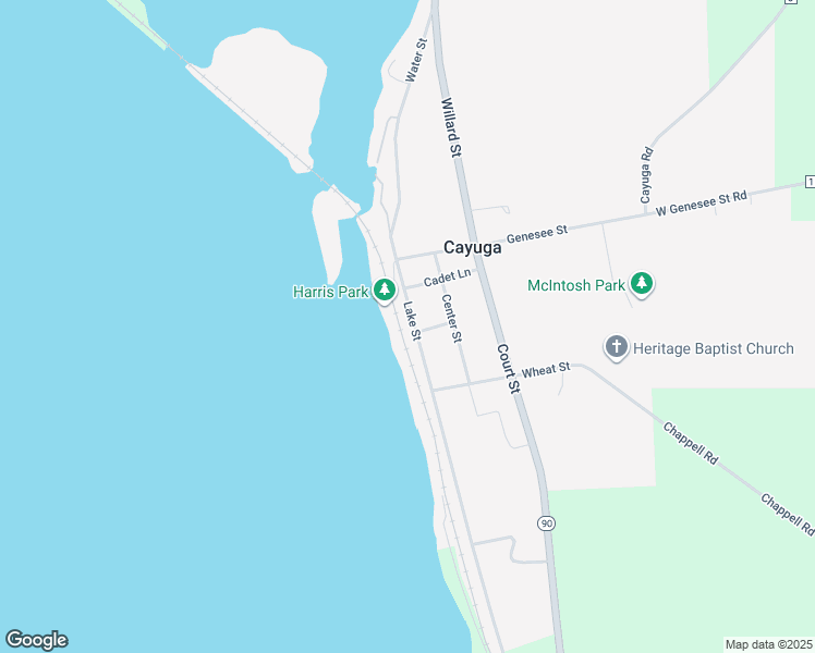 map of restaurants, bars, coffee shops, grocery stores, and more near 6202 Lake St in Cayuga