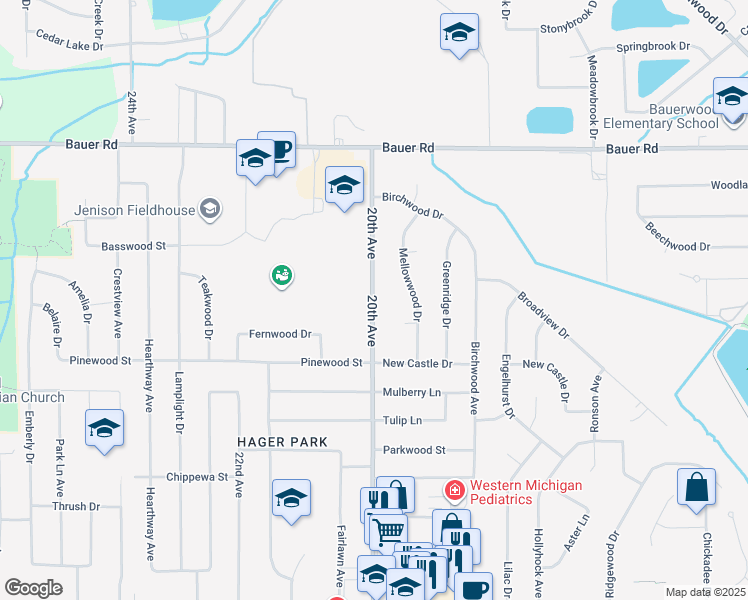 map of restaurants, bars, coffee shops, grocery stores, and more near 8142 20th Avenue in Georgetown Township
