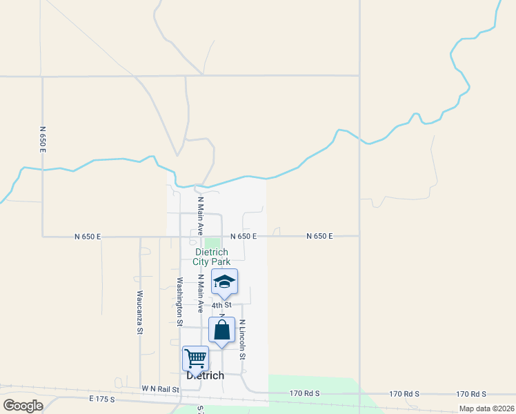 map of restaurants, bars, coffee shops, grocery stores, and more near 748 North Lincoln Street in Dietrich