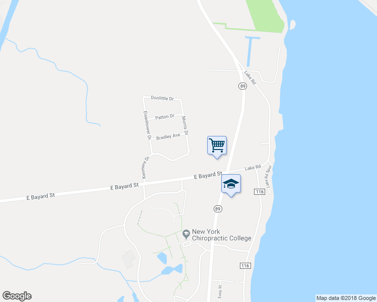 map of restaurants, bars, coffee shops, grocery stores, and more near Ken Mor Drive in Seneca Falls