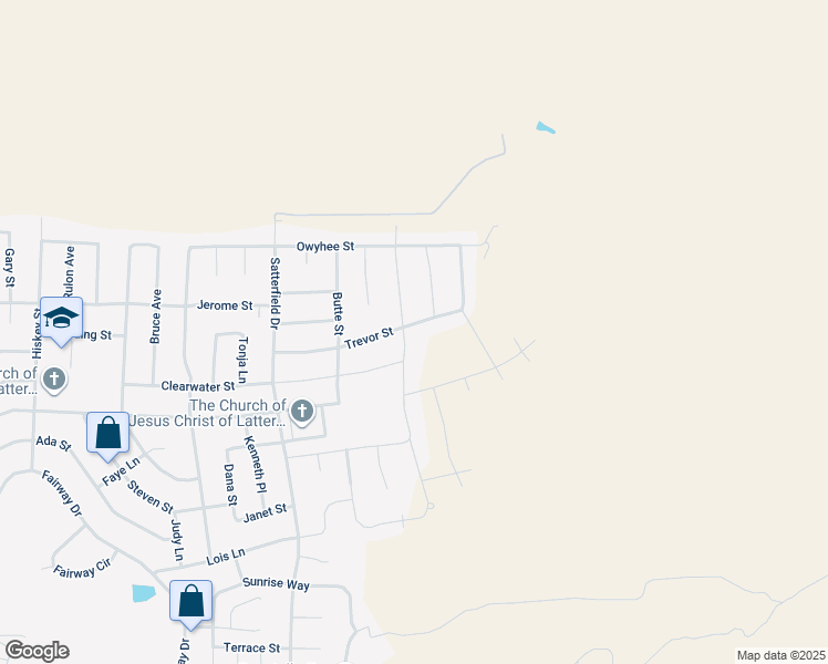 map of restaurants, bars, coffee shops, grocery stores, and more near 3141 Trevor Street in Pocatello