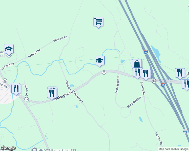 map of restaurants, bars, coffee shops, grocery stores, and more near 190 Rockingham Road in Londonderry