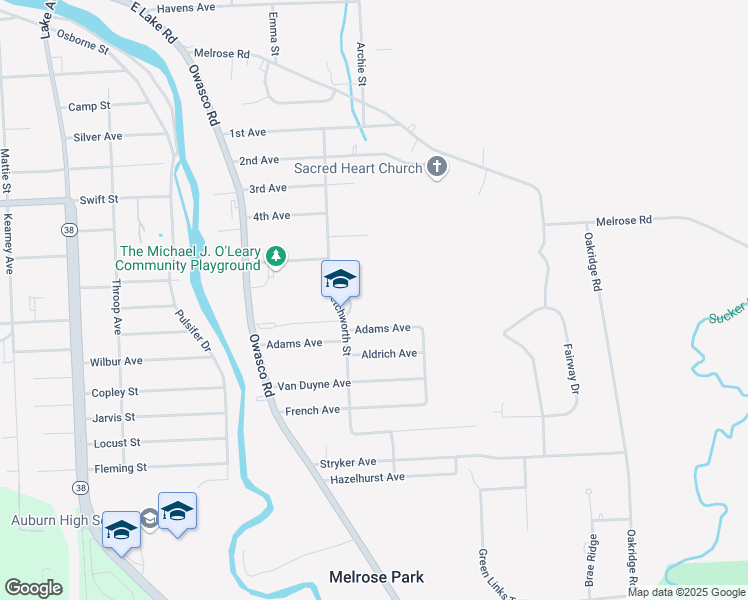 map of restaurants, bars, coffee shops, grocery stores, and more near 66 Letchworth Street in Auburn