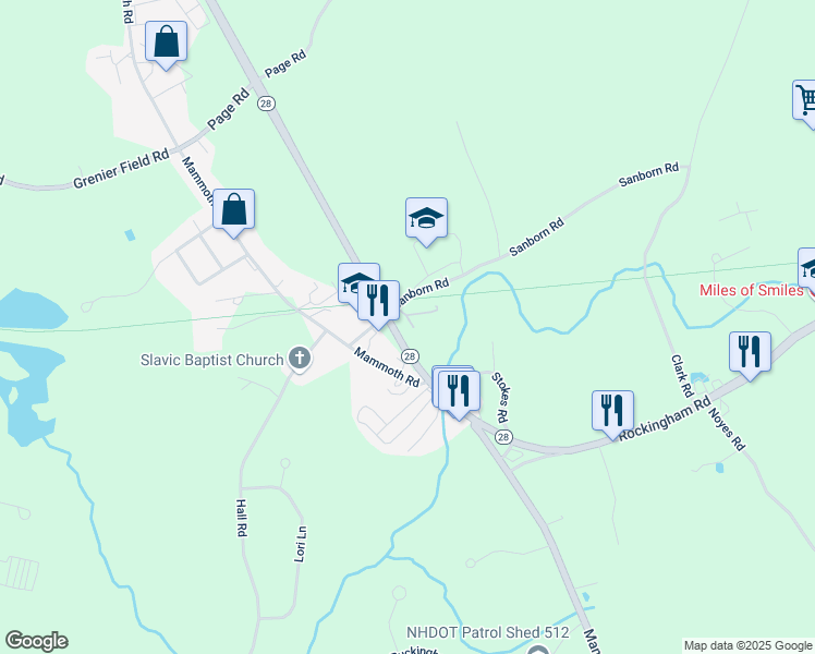 map of restaurants, bars, coffee shops, grocery stores, and more near 1 Wyndmere Drive in Londonderry
