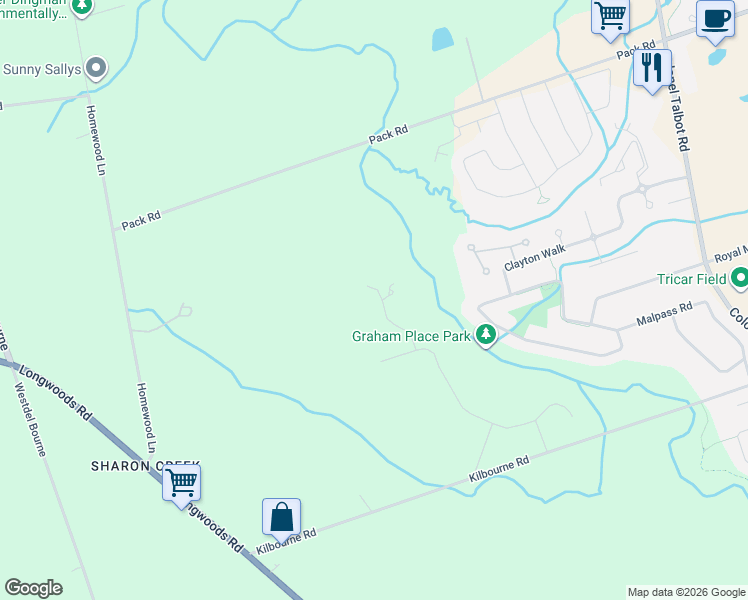 map of restaurants, bars, coffee shops, grocery stores, and more near 3804 Southwinds Drive in London
