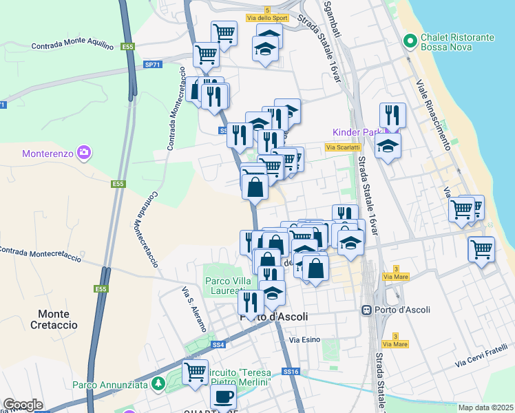 map of restaurants, bars, coffee shops, grocery stores, and more near 6 Via Enrico Mattei in San Benedetto del Tronto