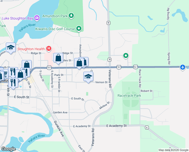 map of restaurants, bars, coffee shops, grocery stores, and more near 111 Chalet Drive in Stoughton