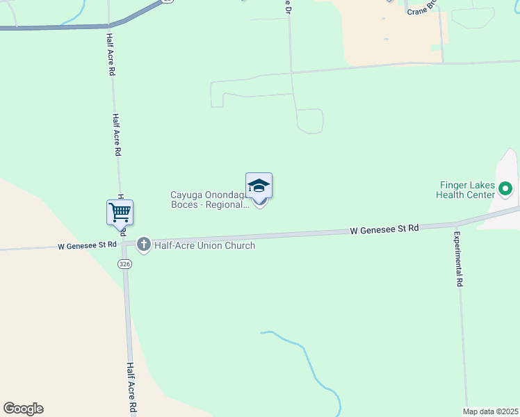 map of restaurants, bars, coffee shops, grocery stores, and more near 1879 West Genesee Street Road in Auburn