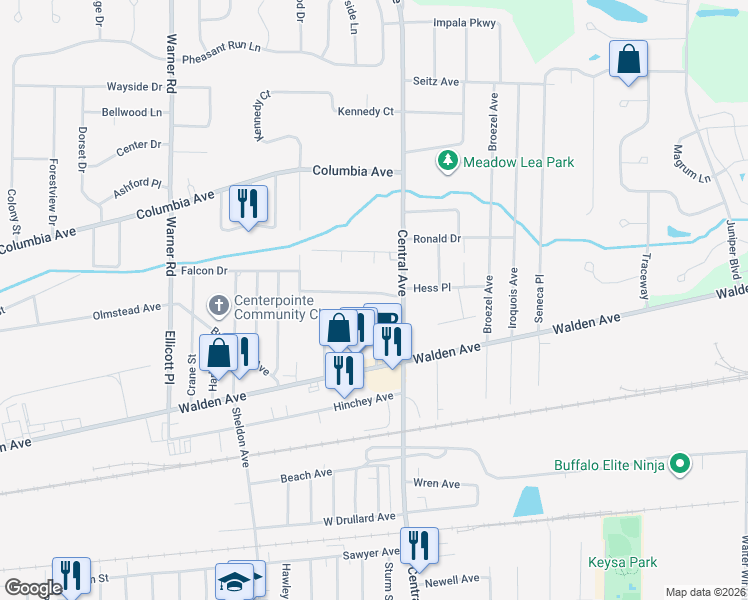 map of restaurants, bars, coffee shops, grocery stores, and more near 8 Riemers Avenue in Lancaster