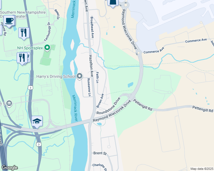 map of restaurants, bars, coffee shops, grocery stores, and more near 3861 Brown Avenue in Manchester