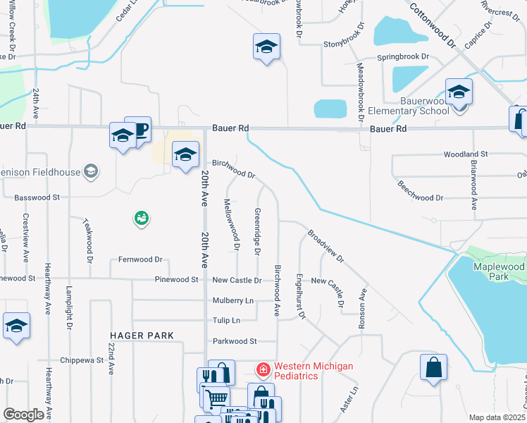 map of restaurants, bars, coffee shops, grocery stores, and more near 8186 Greenridge Drive in Georgetown Township