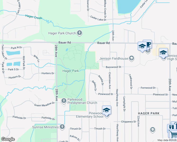 map of restaurants, bars, coffee shops, grocery stores, and more near 8205 Emberly Drive in Jenison