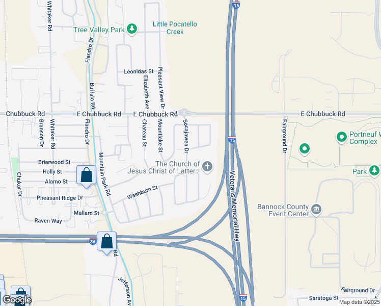 map of restaurants, bars, coffee shops, grocery stores, and more near 987 Stripes Road in Pocatello