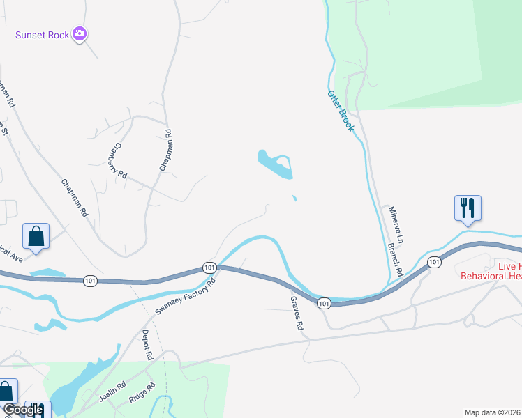 map of restaurants, bars, coffee shops, grocery stores, and more near 59 Thompson Road in Keene