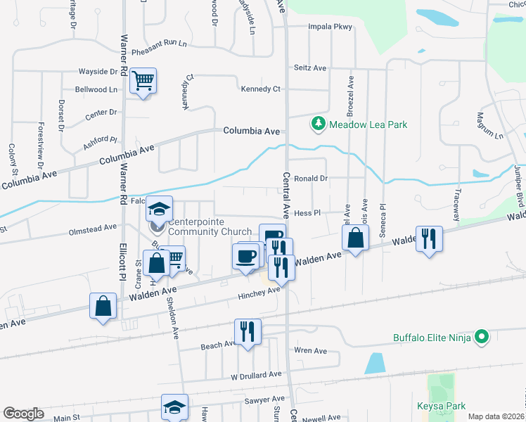map of restaurants, bars, coffee shops, grocery stores, and more near 8 Riemers Avenue in Lancaster
