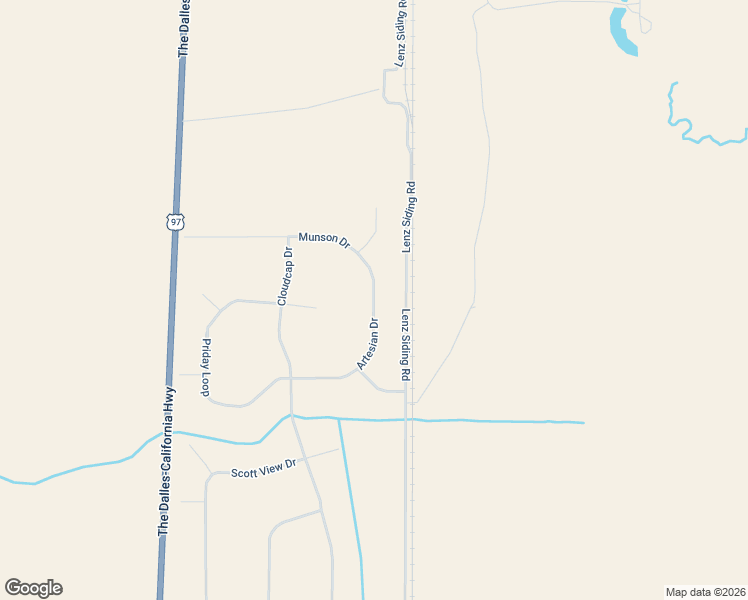 map of restaurants, bars, coffee shops, grocery stores, and more near Artesian Drive in Chiloquin